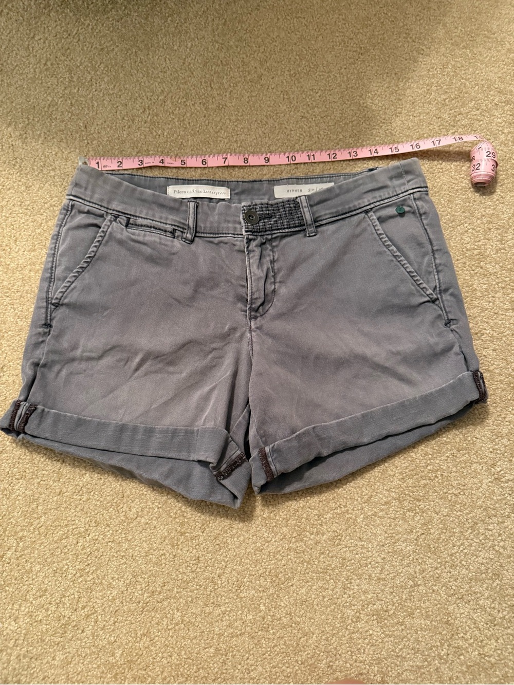 Pilcro and the Letterpress Women's Light Gray Cotton Roll-Cuff Shorts